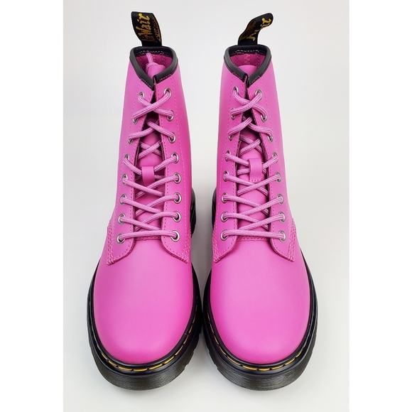 NWB Dr Martens Zavala combat boots thrift pink leather lace up preppy bohemian - Picture 10 of 15